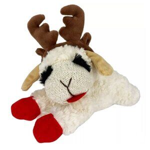 Multipet Lamb Chop with Antlers Dog Interactive Plush Toy 10.5" Holiday